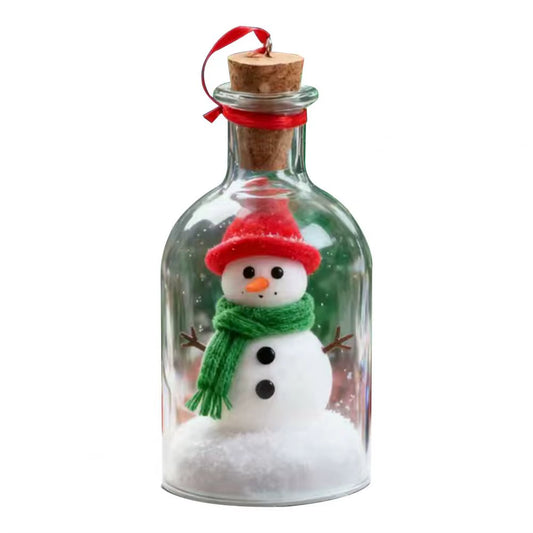 Christmas Snowman Message in a Bottle Recordable Voice Message Bottle Ornament Snow Scene in Nostalgic Bottle Decoration