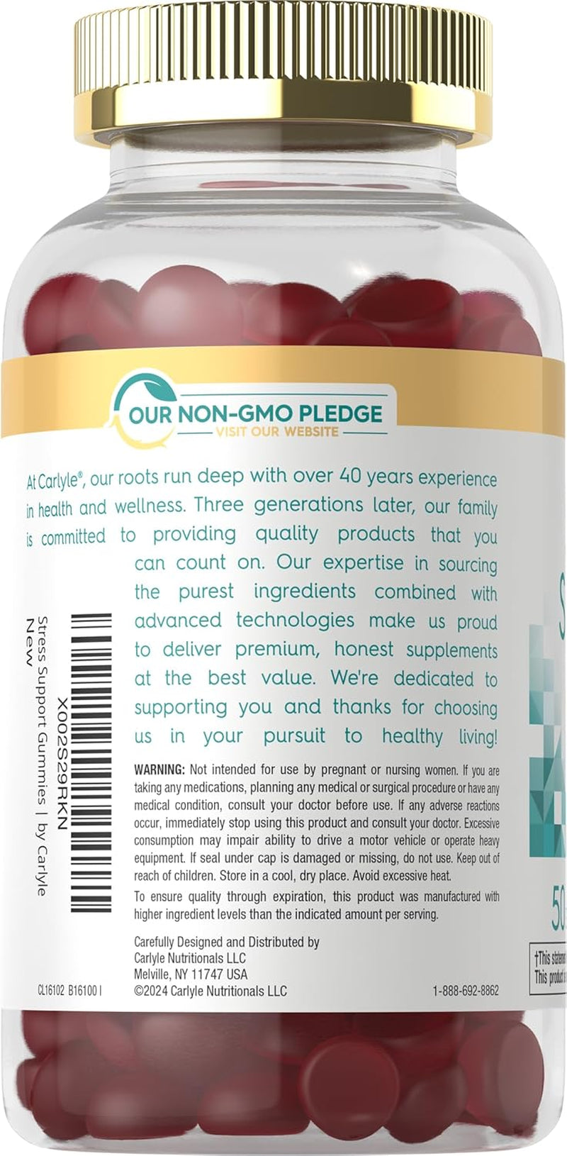 Delicious Stress Relief Gummies - 120 Count with GABA & L-Theanine | Non-GMO, Gluten-Free Strawberry Lemon Flavor | Your Daily Calm Companion